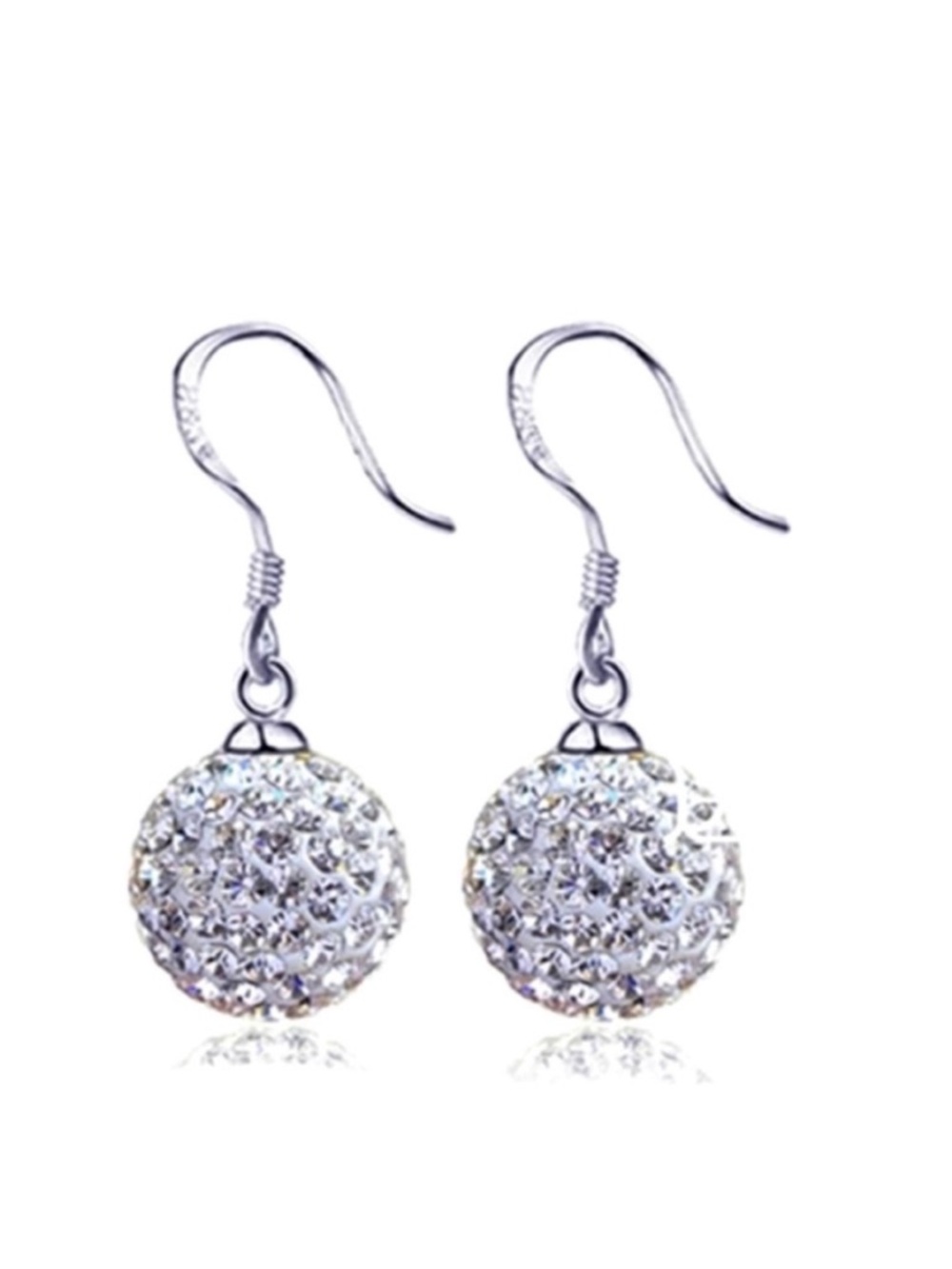Swarovski Elements 925 Sterling Silver Small Pave Disco Ball Earrings NEW